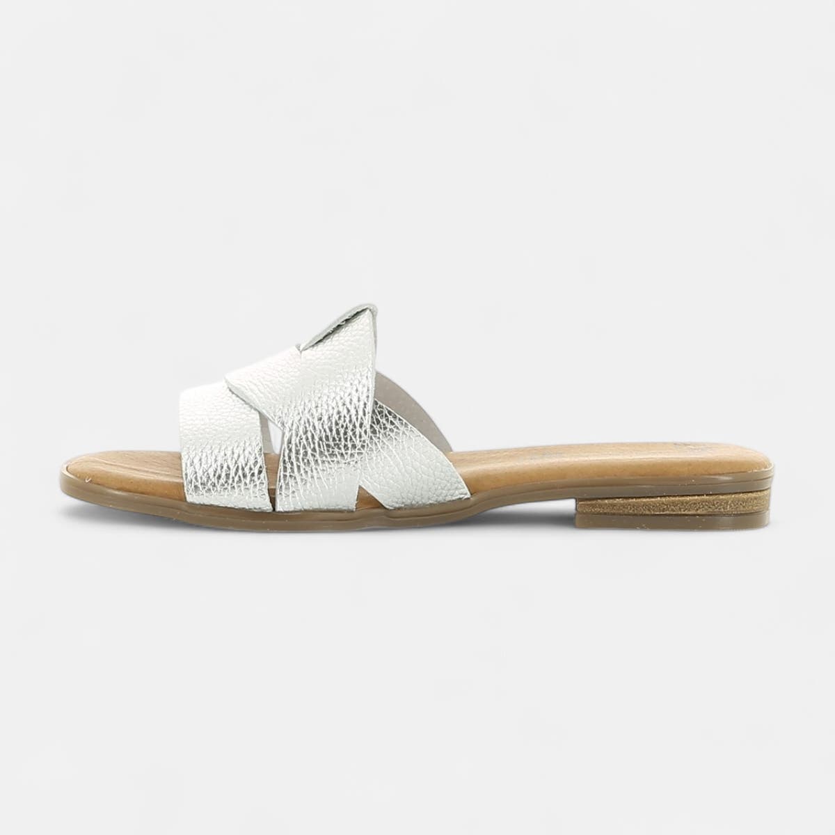 Mules Femme en cuir argent