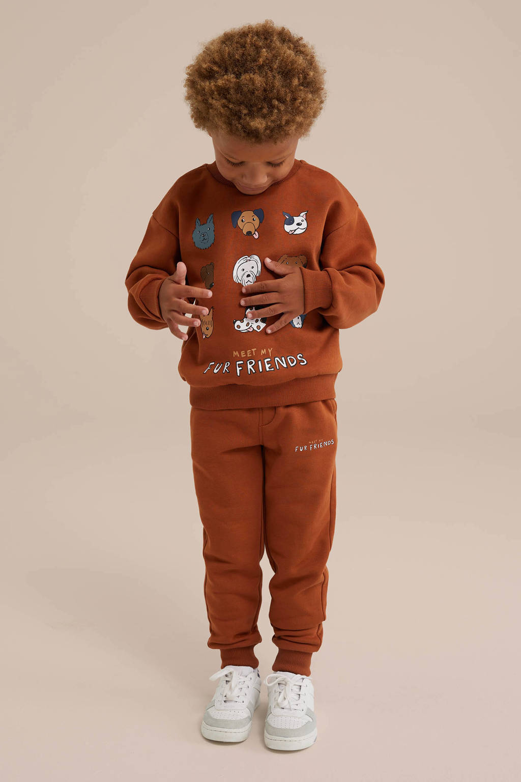 WE Fashion slim fit broek bruin