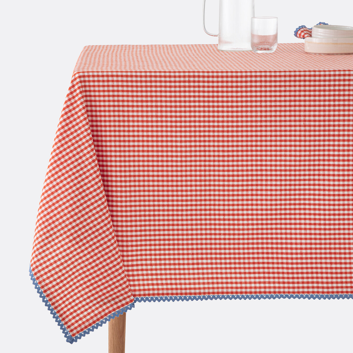 LA REDOUTE INTERIEURS<br>Toalha de mesa com estampa vichy, tingida em algodão/linho tecido Trattoria