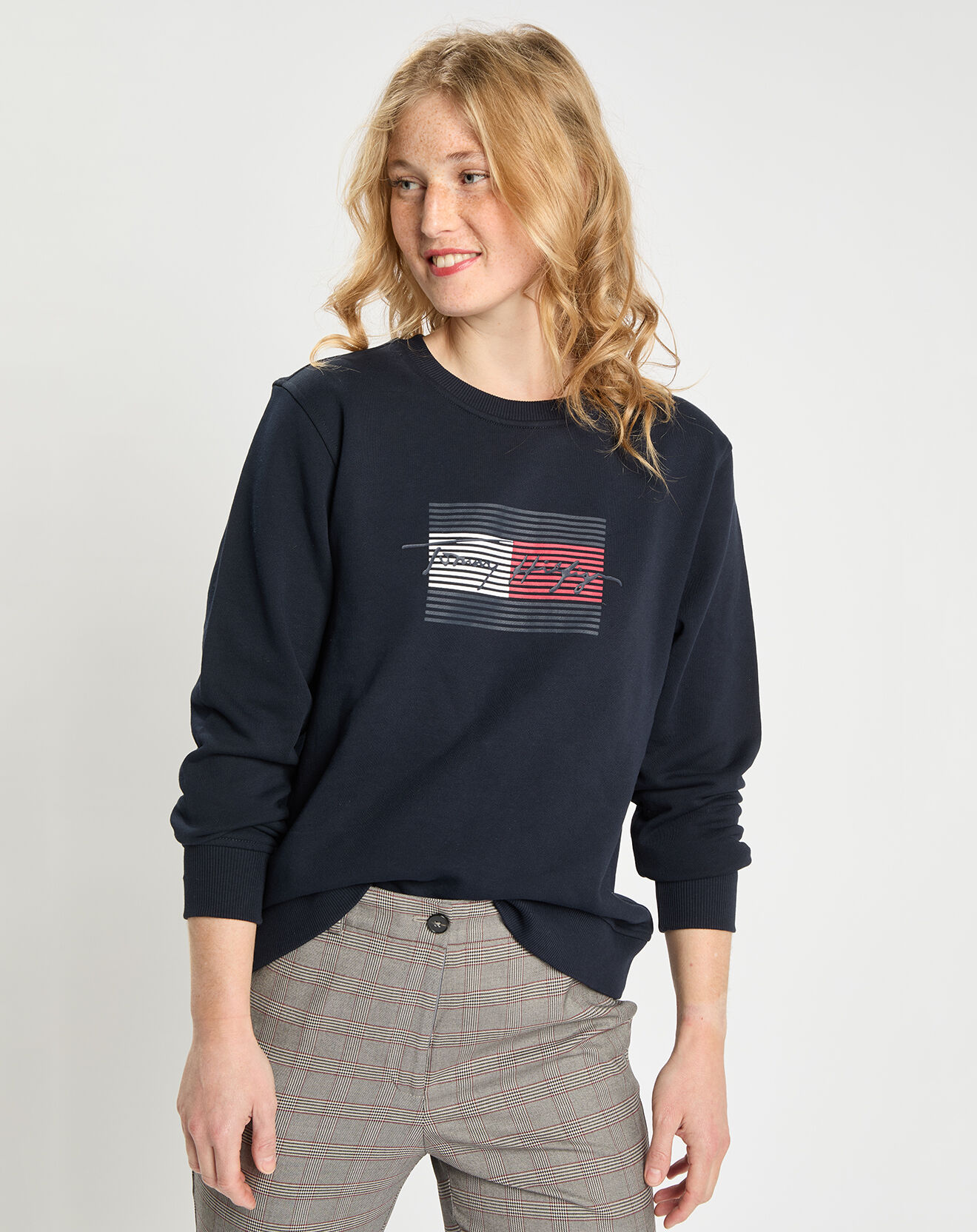 Tommy Hilfiger Sweat 100% Coton Bio  Flag bleu marine