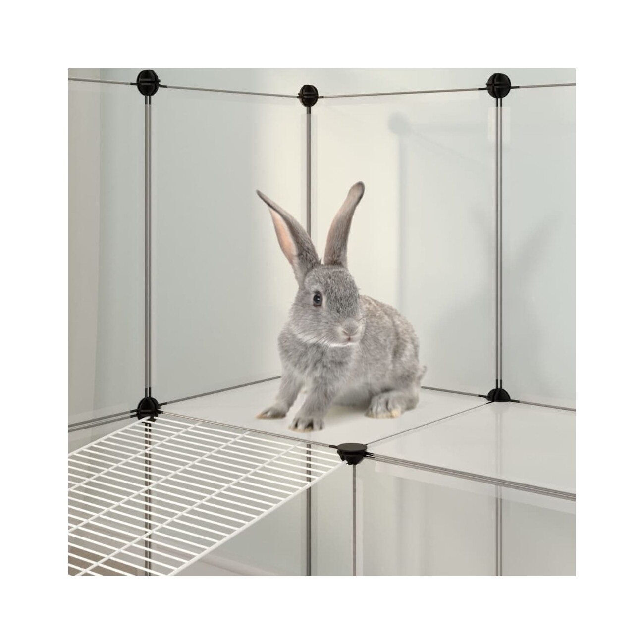 VidaXL Kleintierkäfig PP Stahl Freigehege Transparent/Schwarz