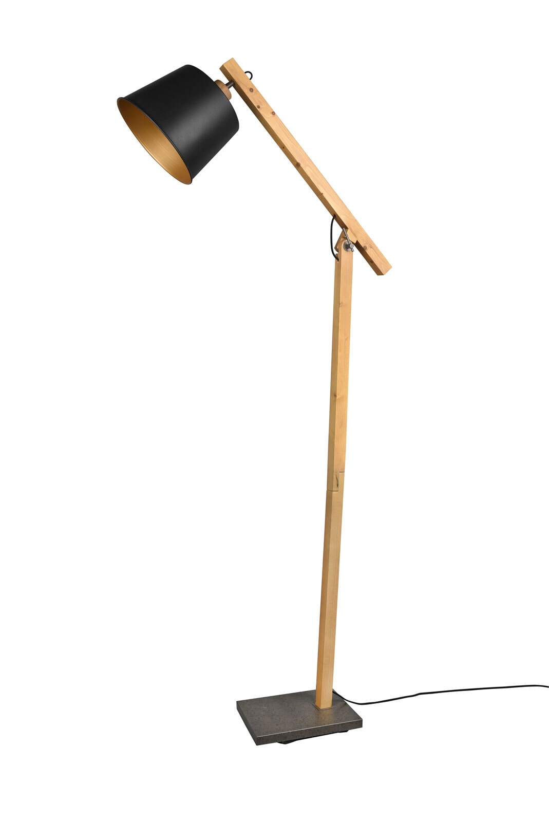 Harris Stehleuchte schwarz 412700132, D/H: 26/156 cm, Metall, Naturholz