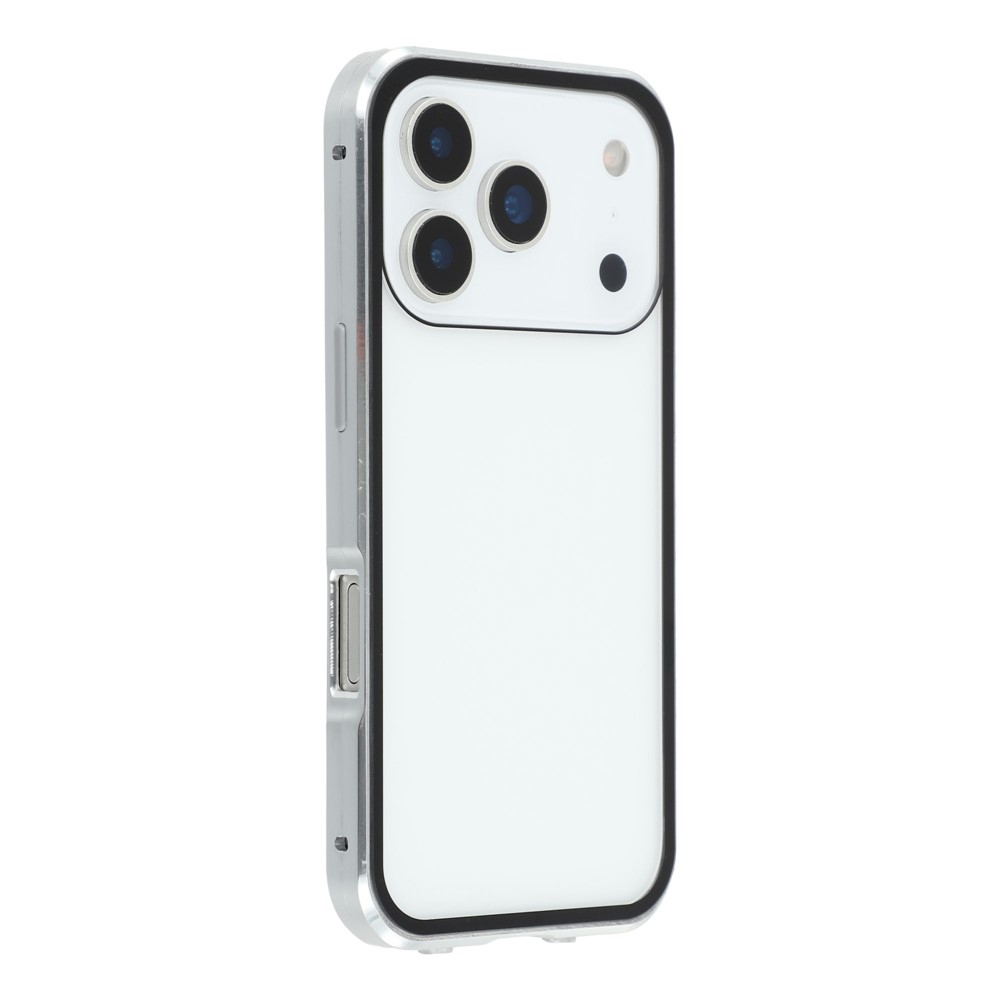 iPhone 17 Pro Max Magnetische Alu Schutzhülle mit Panzer Glas Backcover   Displayschutz (Magnet-Technologie) - Silber