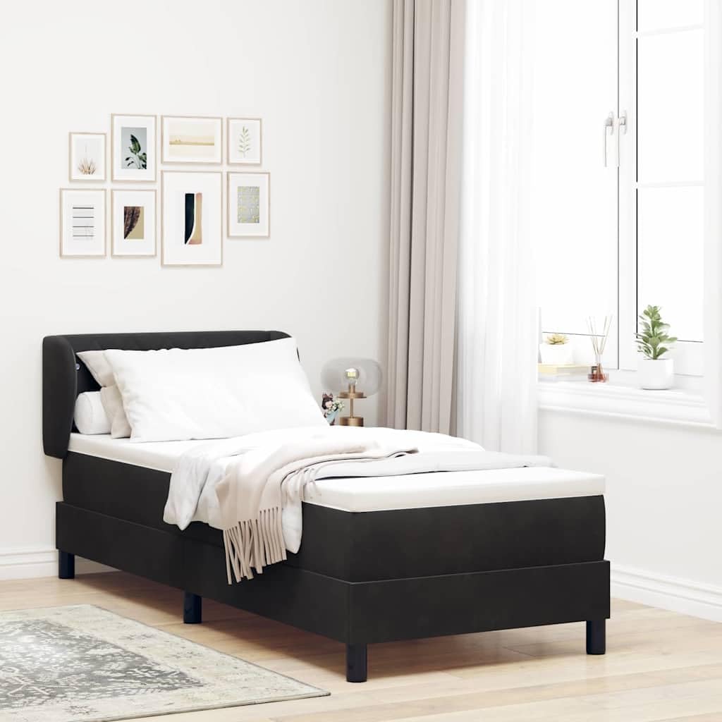 vidaXL Boxspringbett mit Matratze Dunkelgrau 80x200 cm Samt Schwarz, Höhenverstellbares Bett, Samtgestell, modernes Design, solide Bauweise, minimalistischer Stil, Schlafkomfort, Schlafzimmerlook