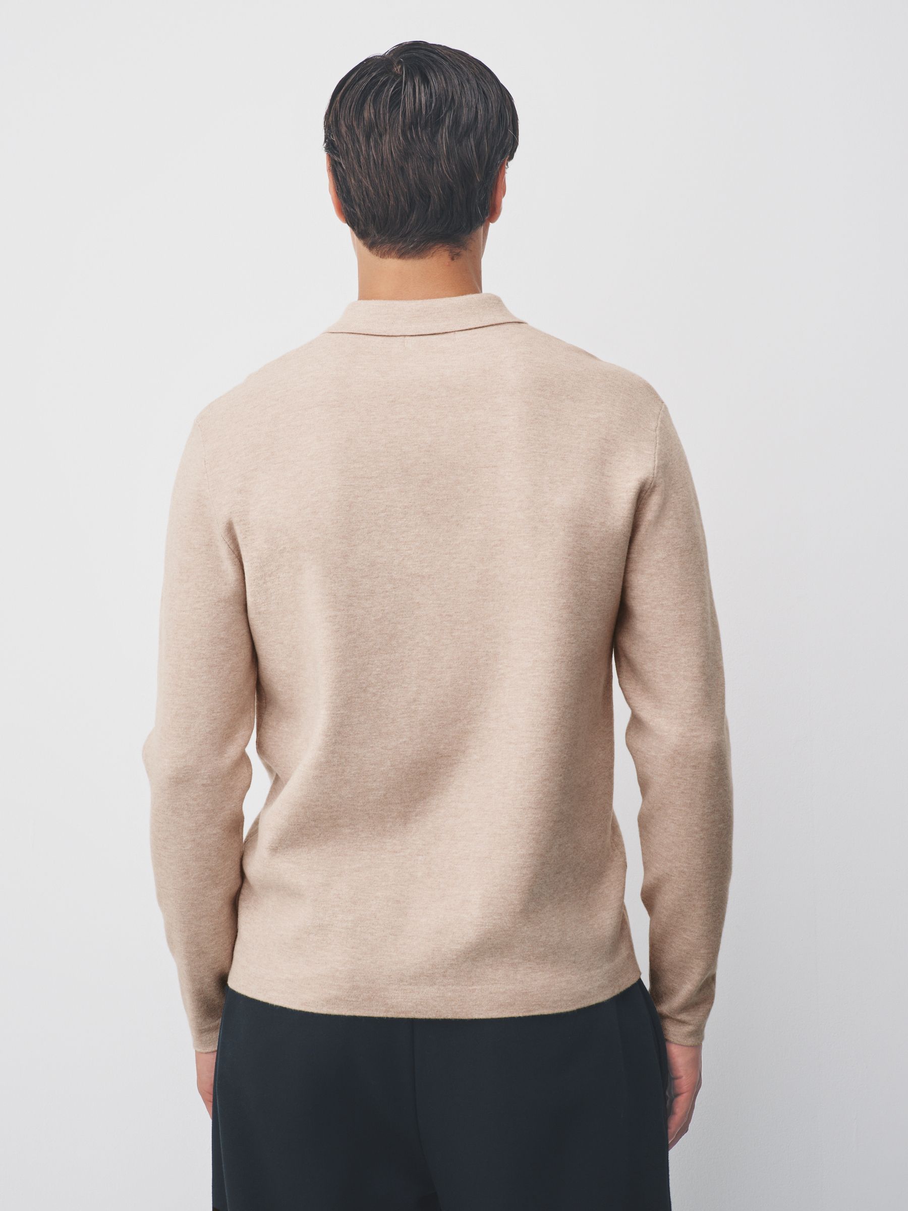 Moutkleurig - Knopen bij de hals - Regular Fit Premium Mid Weight Long Sleeve Knit Polo Shirt
