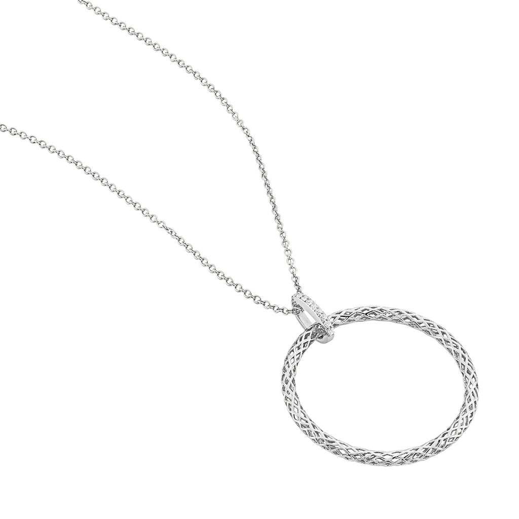 Collier Sautoir Sowa Argent Blanc Oxyde De Zirconium
