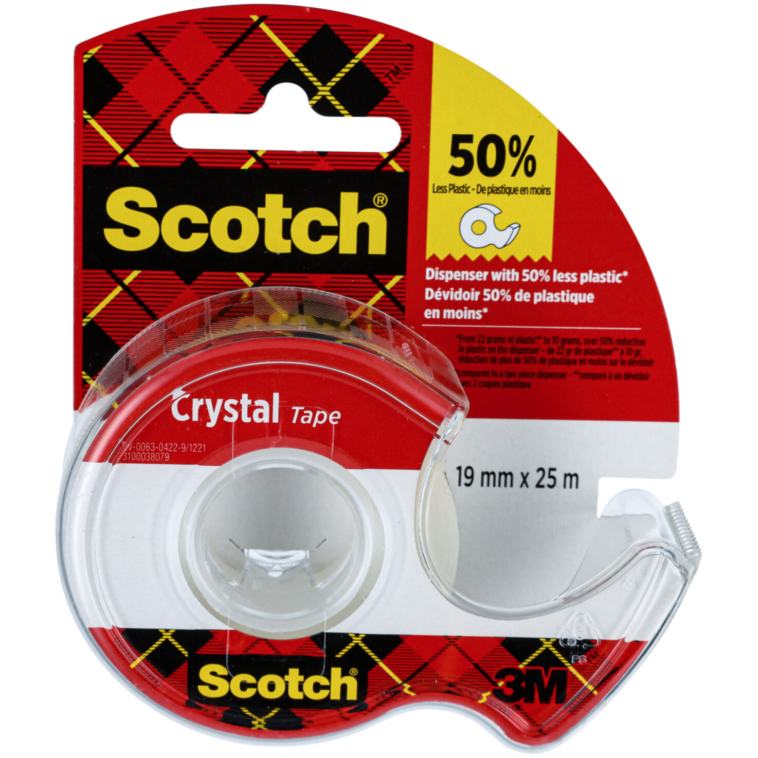 Scotch Crystal 6-1925D Klebeband Abroller 19 mm x 25 m