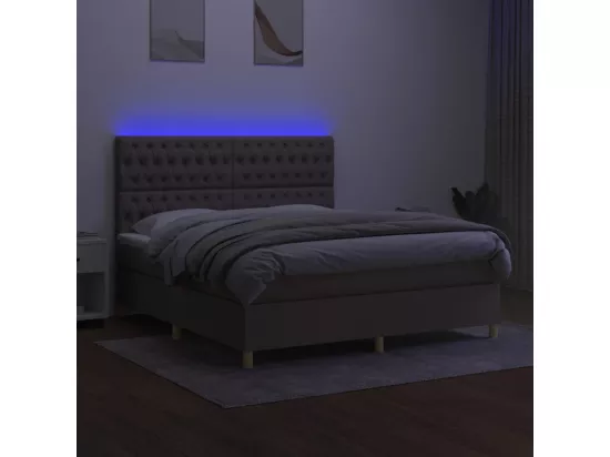 Sommier tapissier avec matelas et LED Taupe 160x200 cm Tissu