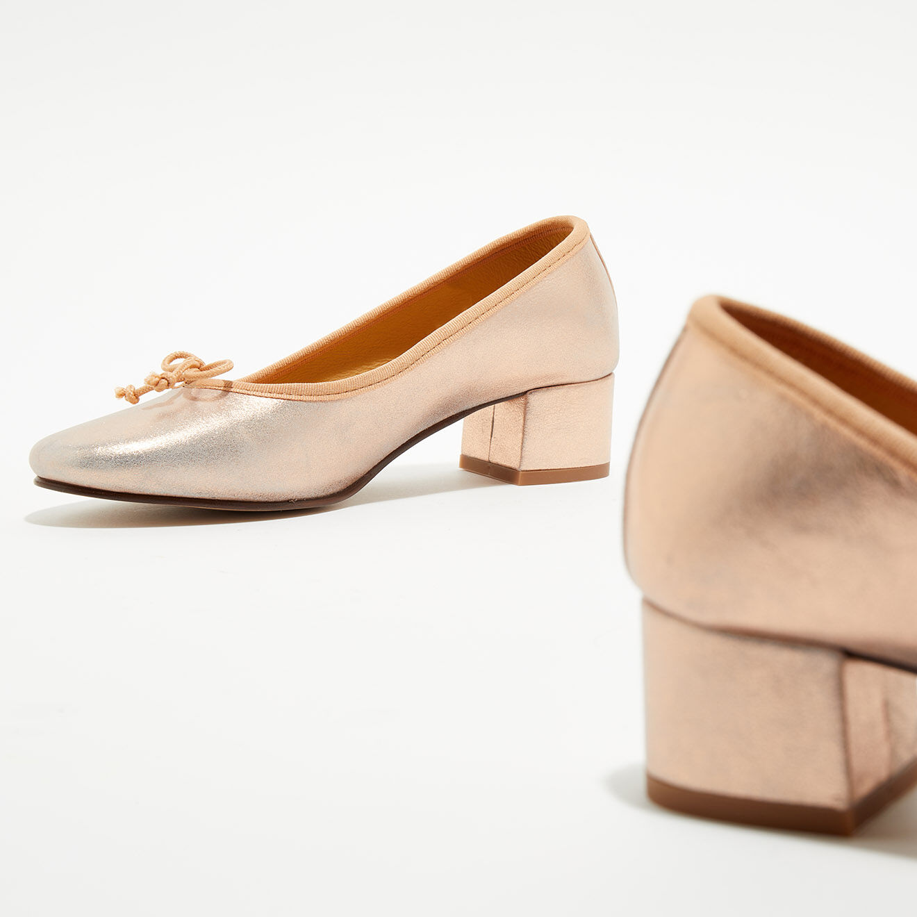 Quartier Latin Ballerines trotters en Cuir irisé Diane roses - Talon 4 cm