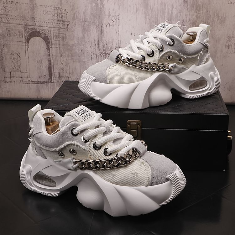 Mr Ozera - Platform veterschoenen met ketting