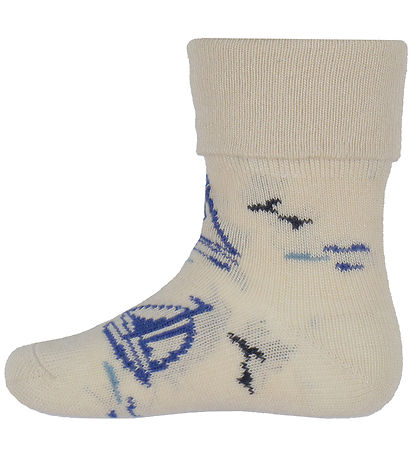 MP Socken - Bambus - Karl - Ecru m. Blau