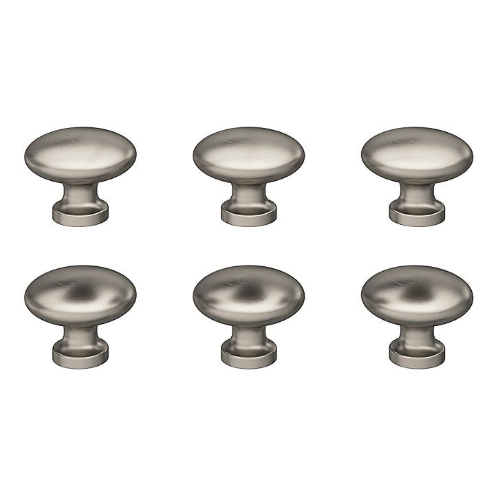 Lot 6 boutons de meuble arrondi Govlin GoodHome effet nickel Ø2cm x H.1.5cm