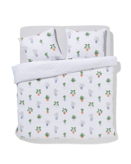housse de couette en coton doux 200x200/220 plantes blanc