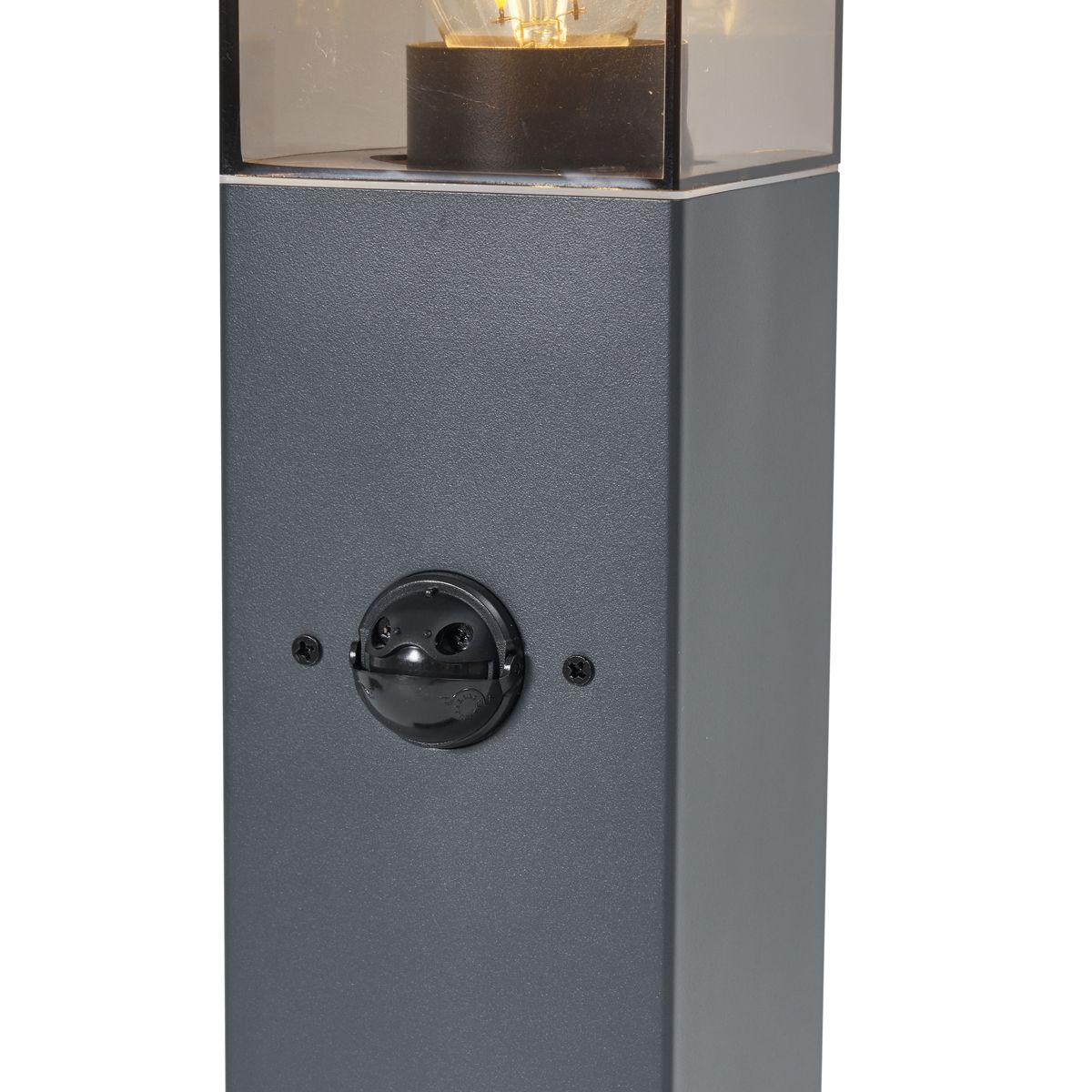 Buitenlamp donkergrijs met smoke glas 45cm IP44 met stopcontact en bewegingssensor - Malios