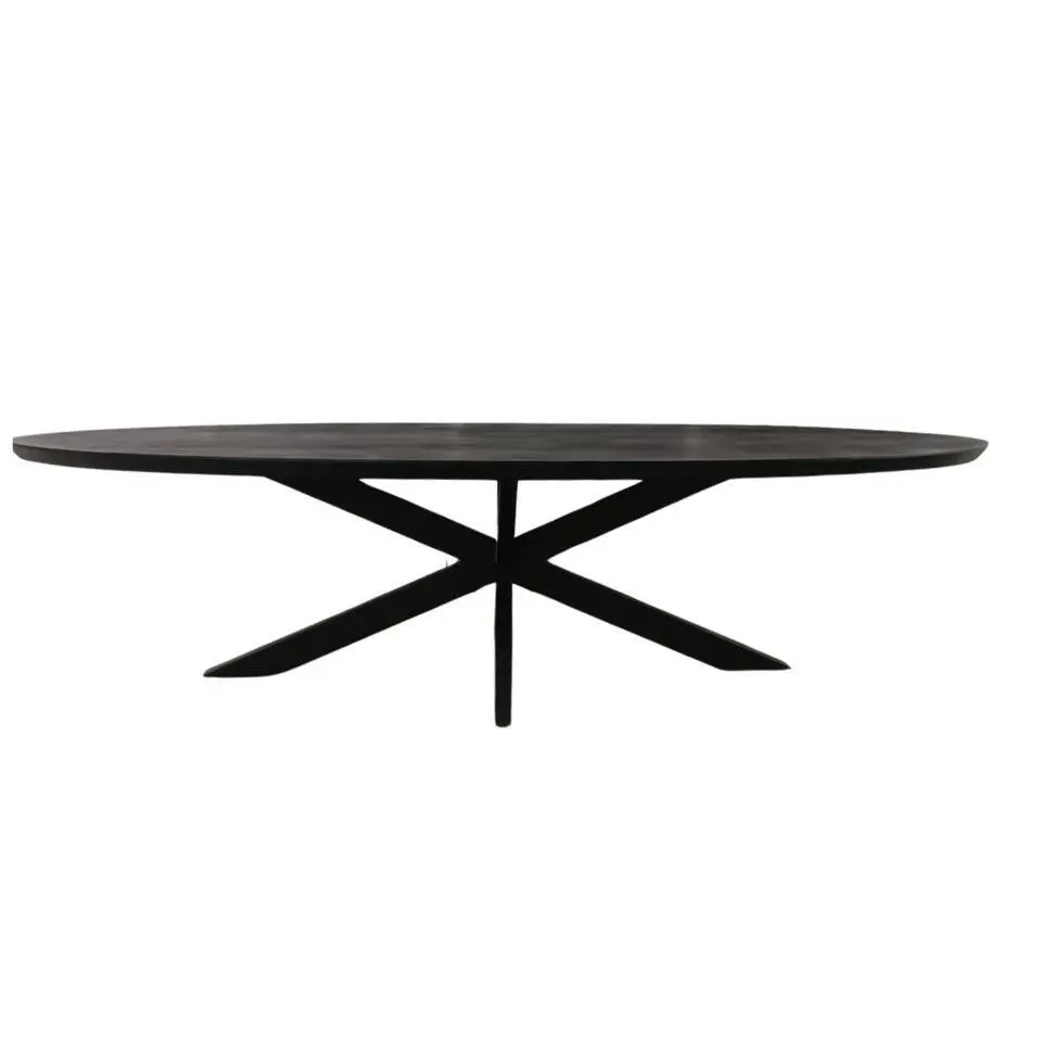 Eettafel Zwart Hout/Metaal - 300x120x76cm - Brandy