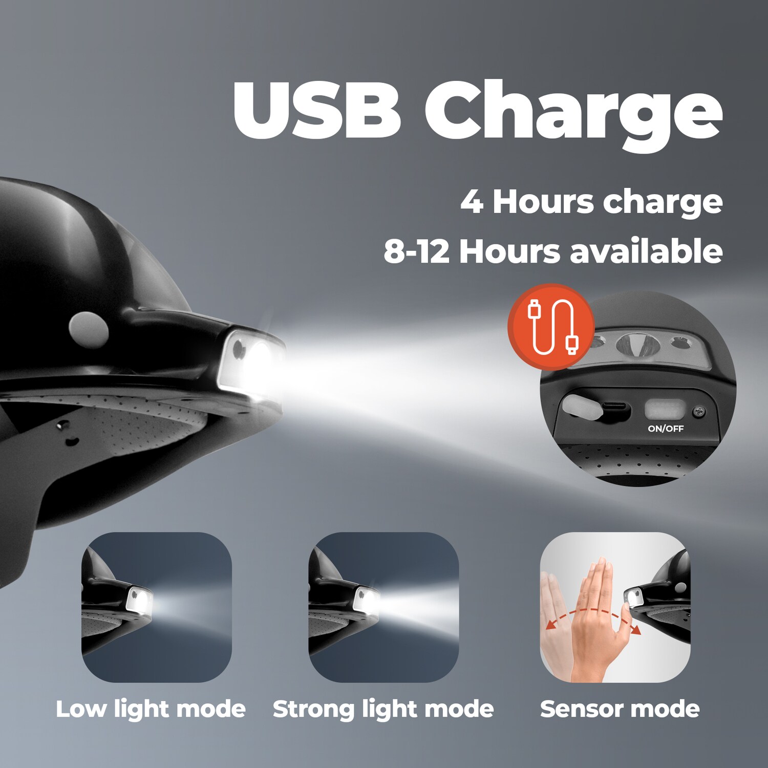 Mustbau Bauhelm,Schutzhelm,Arbeitshelm,Bauarbeiterhelm, USB-Ladegerät-Licht