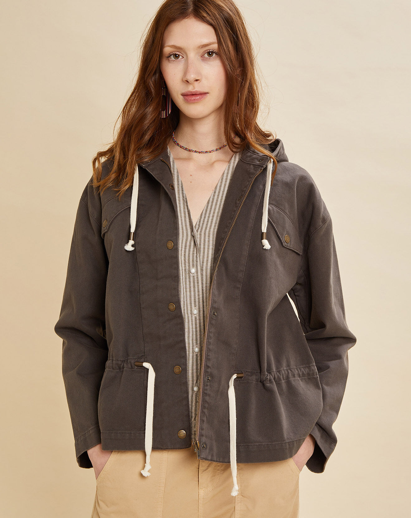 Chloé Stora Veste à capuche Brava charbon