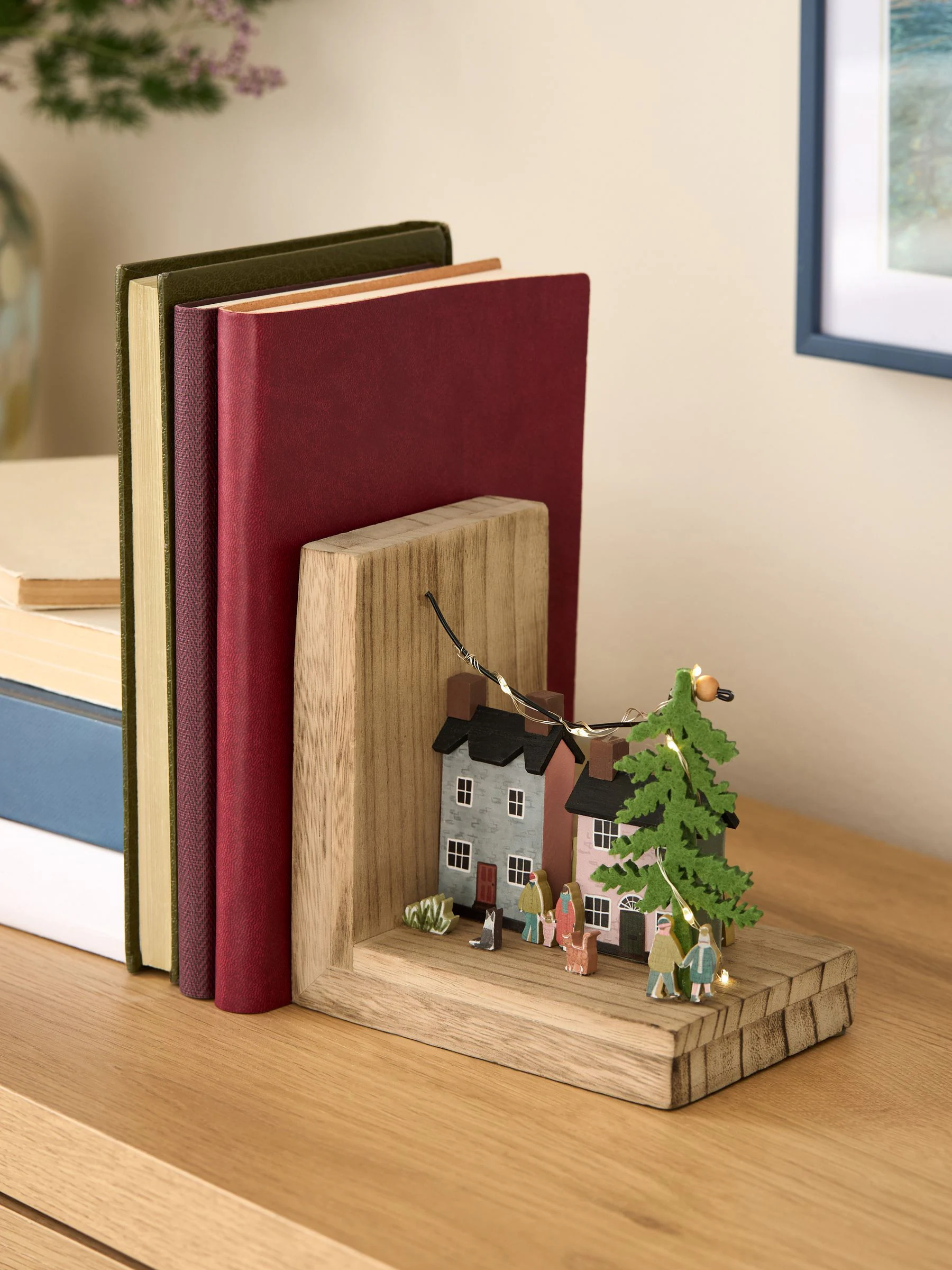 Wooden House Scene Bookend