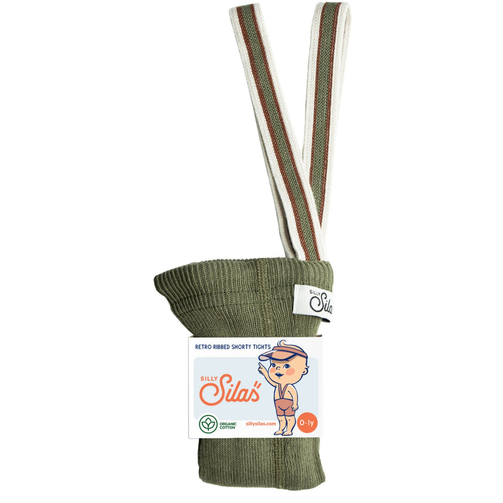 Køb Silly Silas Olive Striped Shorty Tights Med Seler