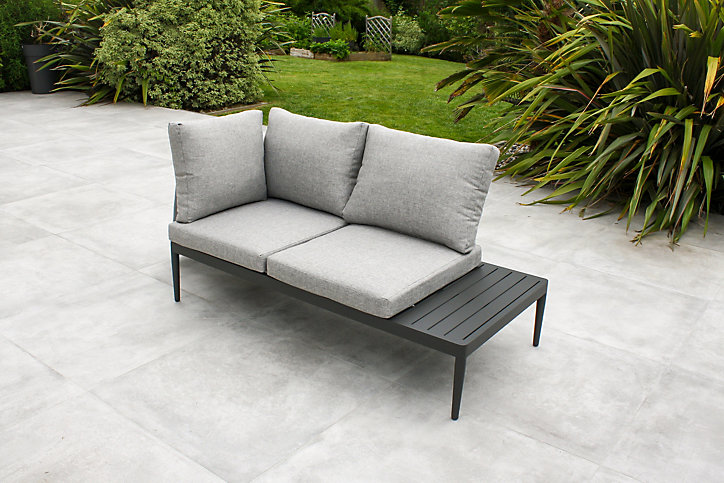 Salon d'angle de jardin Ankara 4 places en alu noir - DCB