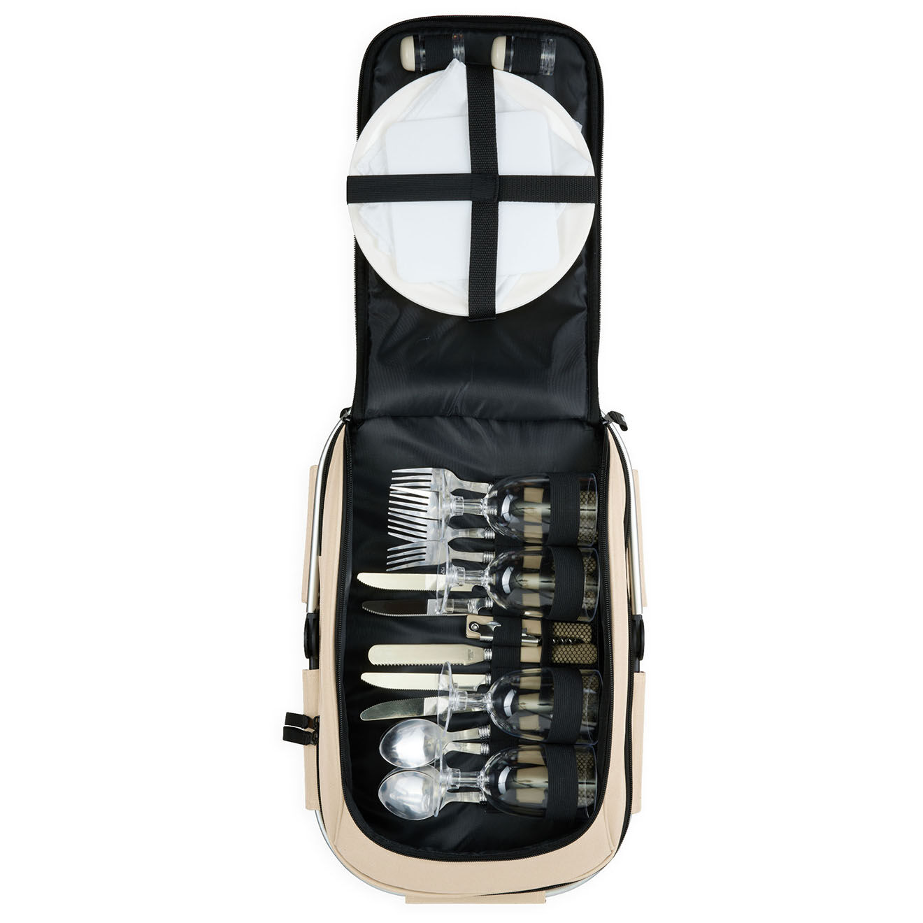 Livoo Panier pique-nique 4 personnes avec accessoires crème
