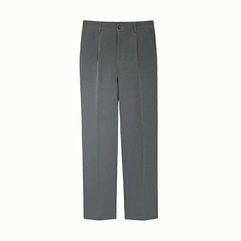 Acrius - Mid Rise Plain Cropped Straight Leg Dress Pants