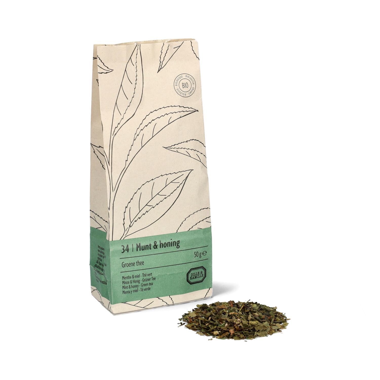 Munt & honing, biologisch, groene thee, zakje 50 gram