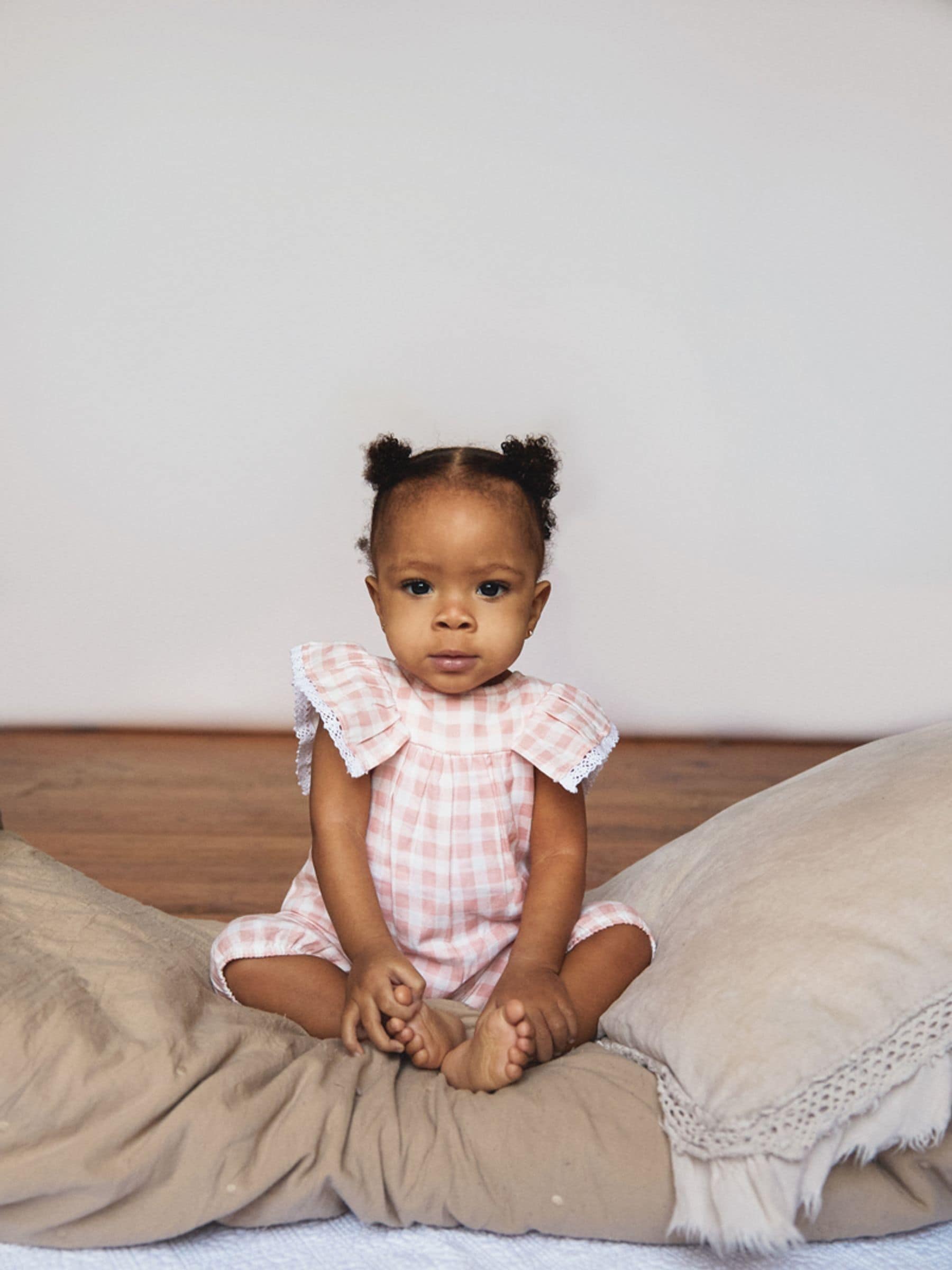 Roze - The Little Tailor Mousseline babyplaysuit van 100% katoen