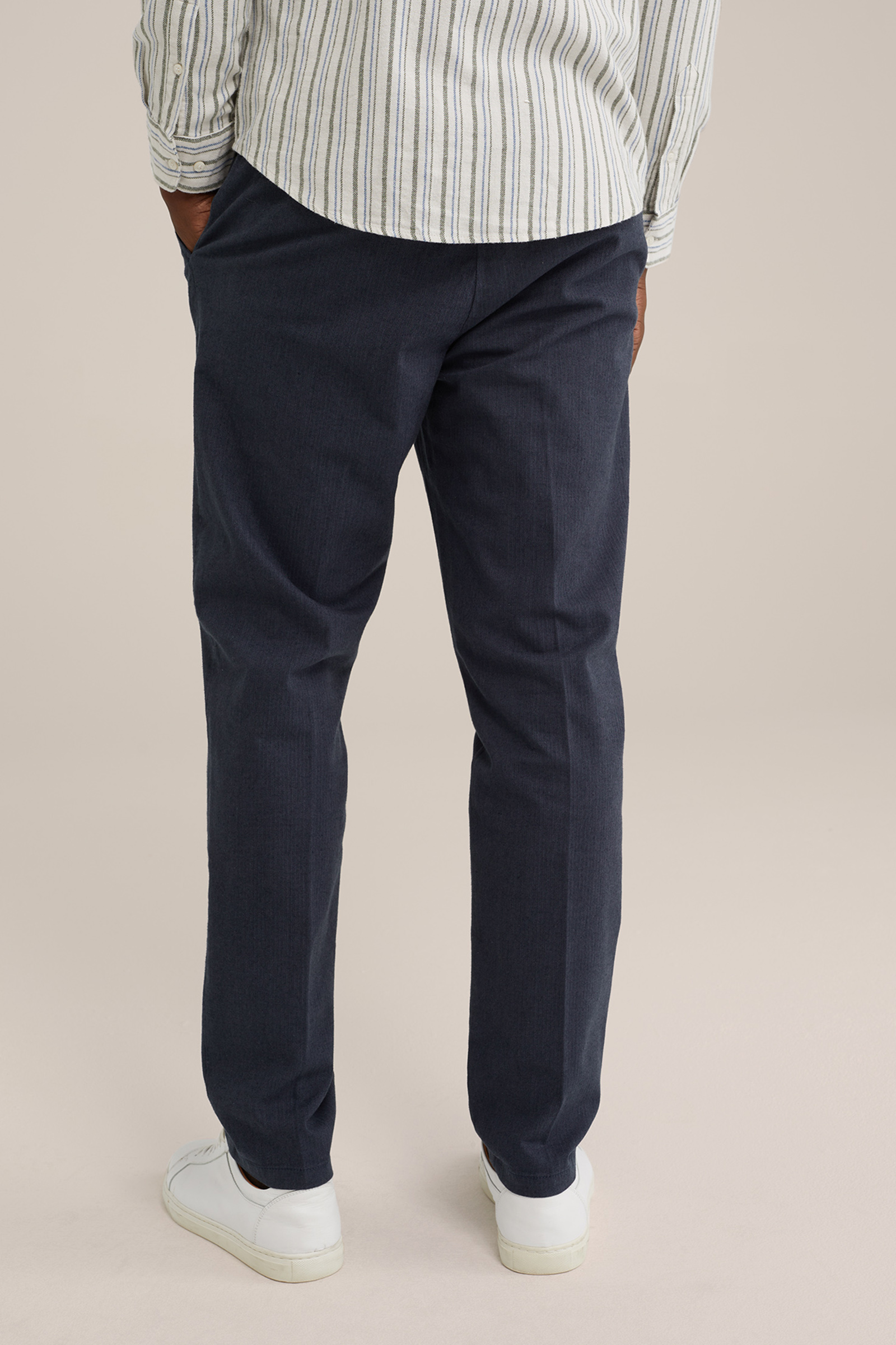tapered fit chino met dessin WE Fashion Donkerblauw