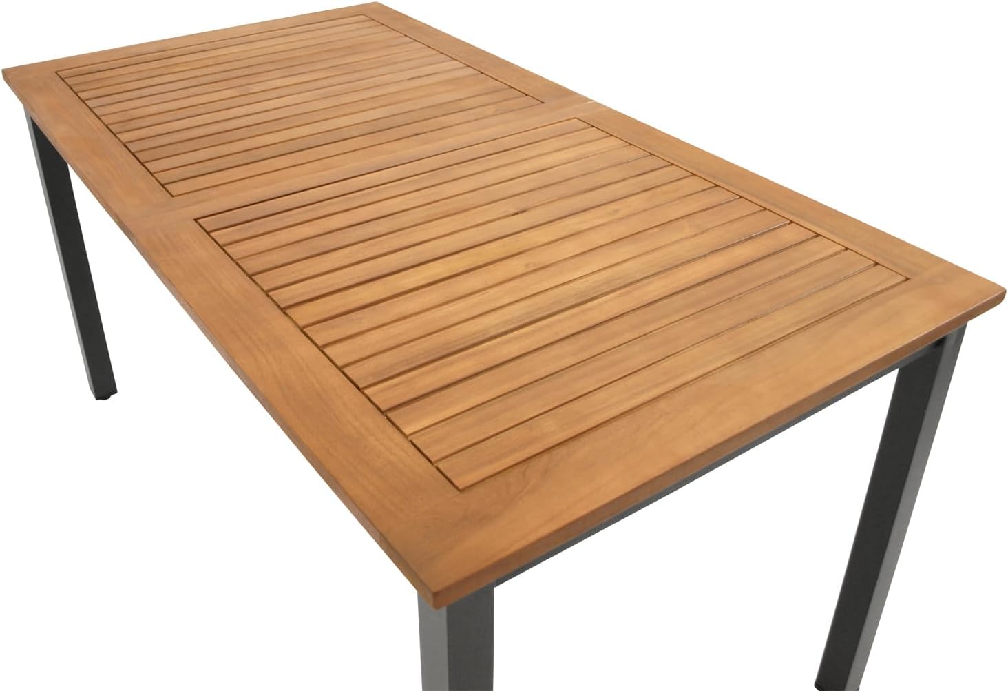 DEGAMO Gartentisch RAGUSA 150x80cm rechteckig, Metall anthrazit + Akazienholz geölt, Outdoor, FSC®-Zertifiziert