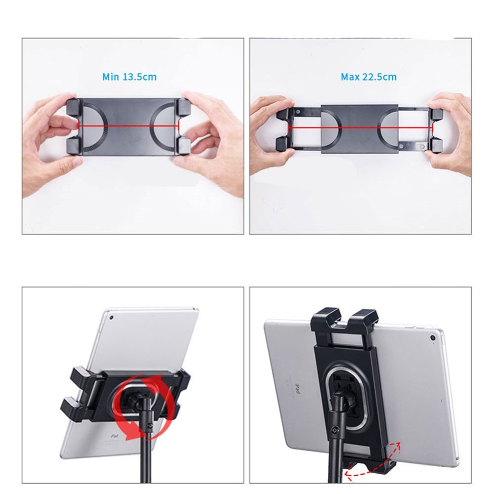 (136cm) 360° Universal Aluminium Tripod Stativ Halterung für Handys / Tablets (Breite 13.5-22.5cm) - Schwarz