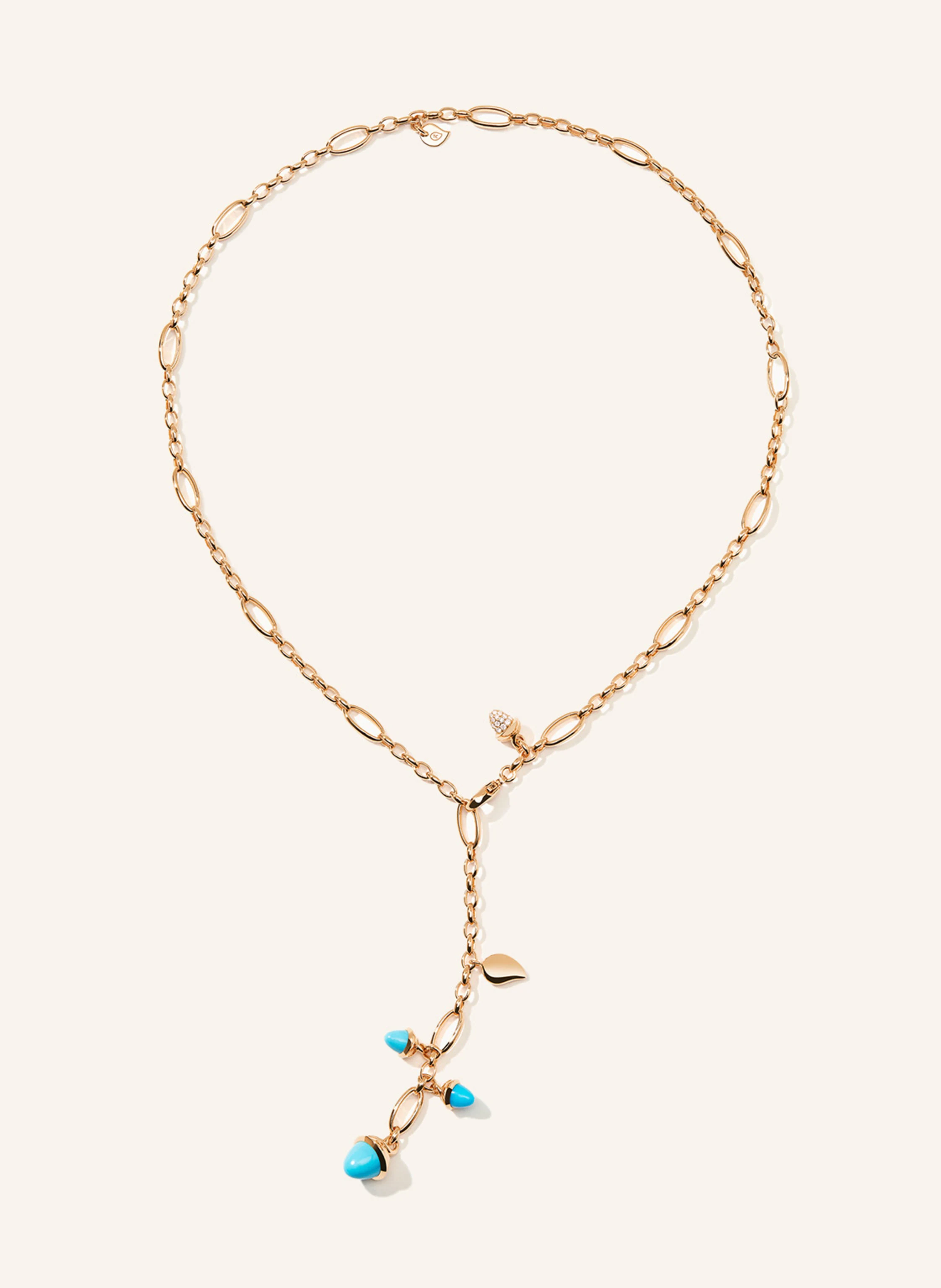 TAMARA COMOLLI Halskette NECKLACE MIKADO DELICATE 51 CM 'TURQUOISE' WITH DIAMOND PAVÉ Türkis mit Diamant Pavé