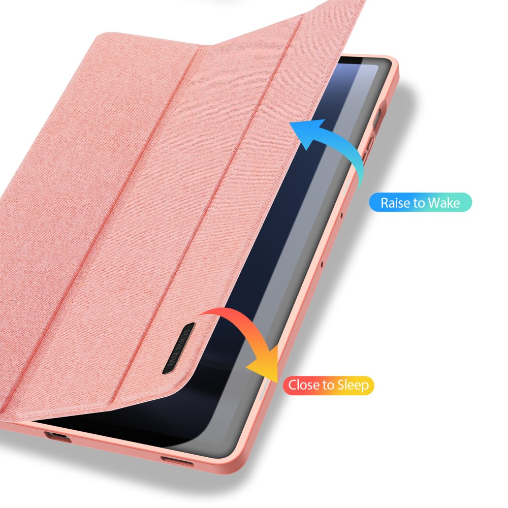Samsung Galaxy Tab S9 FE  Plus Tasche Smart Cover Hülle Stoff Design mit S-Pen Halterung - Rosa