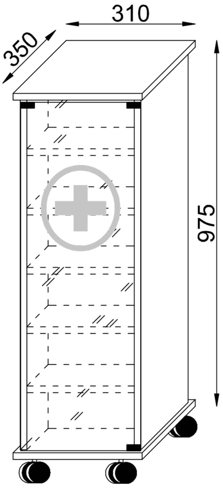 Medizinschrank NILASU - weiß - 31 cm breit