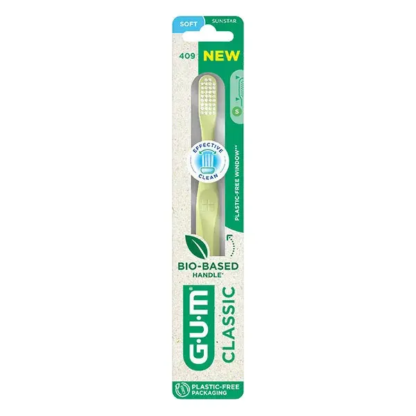 Escova de dentes Gum Classic Bio-sourced Soft 18/100 compacta