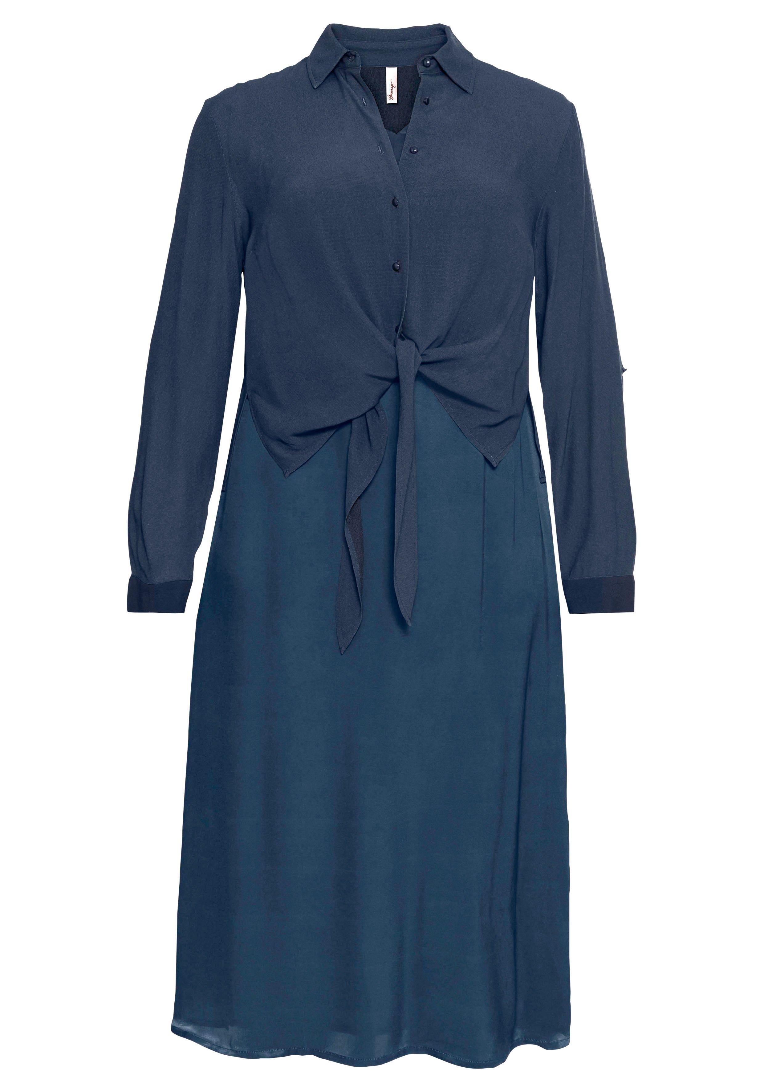 Maxikleid mit Bluse, aus Satin und Crêpe