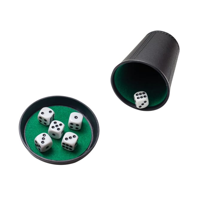 Würfelbecher Set - mit Deckel und 6 Würfeln
