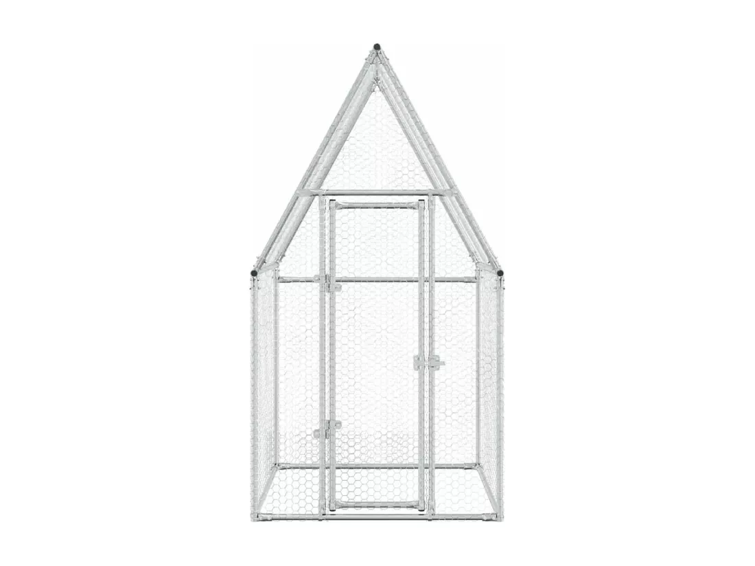 Cage pour poules argenté 100x100x190 cm acier galvanisé