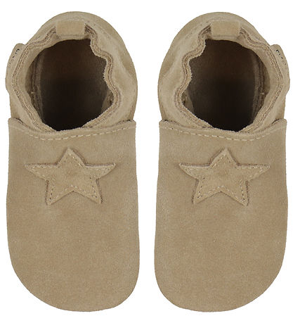En Fant Leder-Krabbelschuhe - White Pepper m. Stern