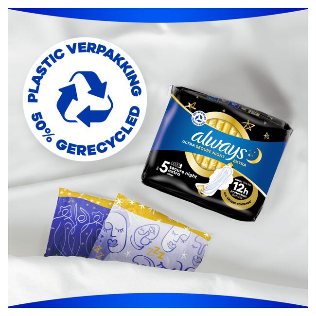 Always Ultra Maandverband Secure Night Extra Met Vleugels 16 Stuks