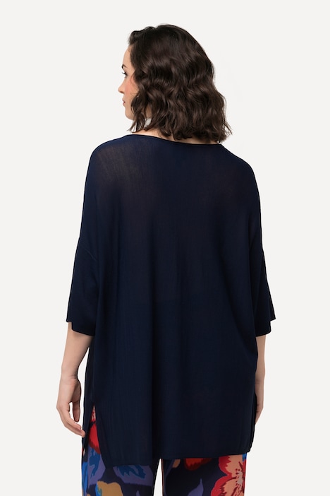 Pullover, Oversized, V-Ausschnitt, Halbarm