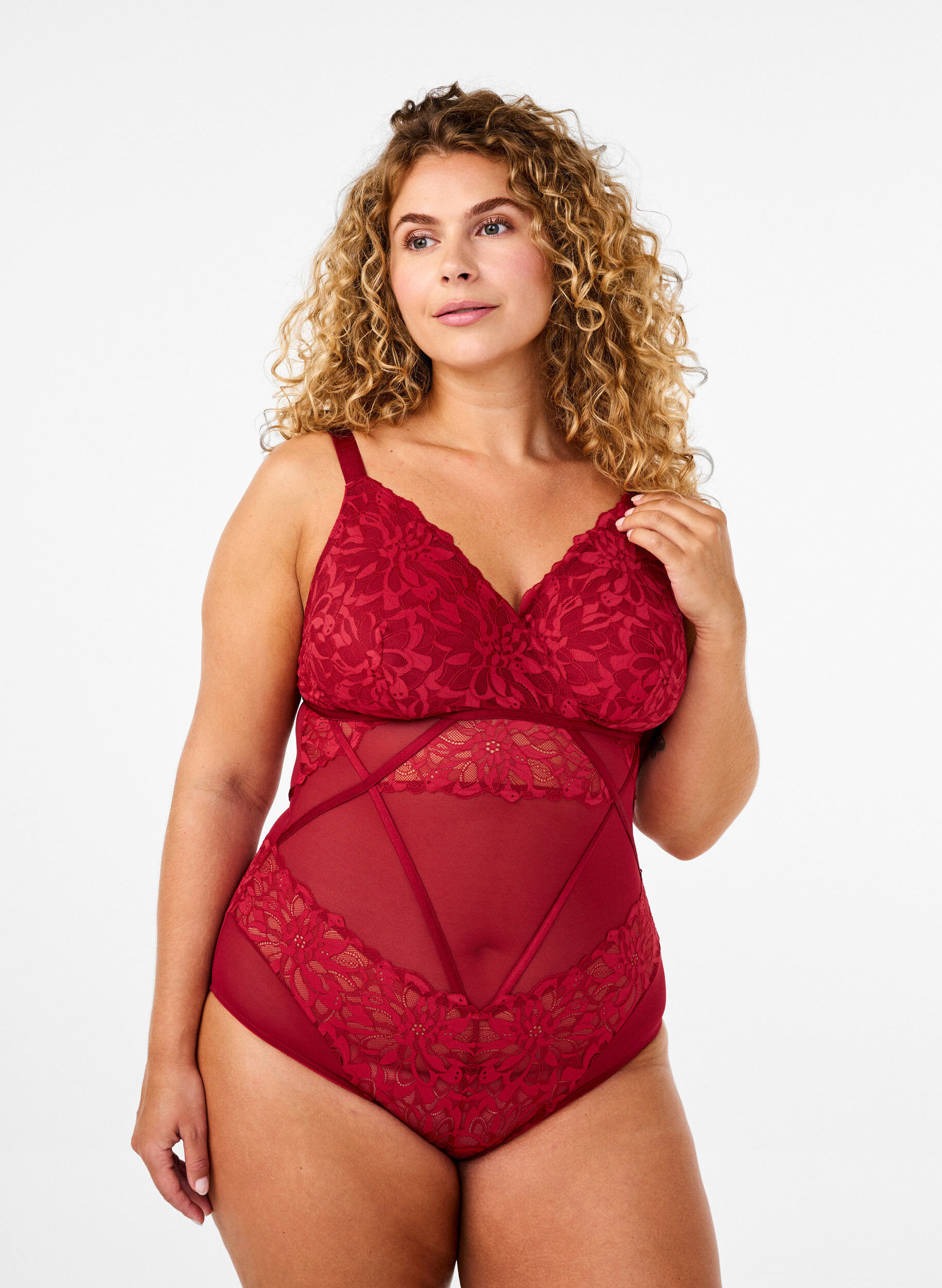Blonde bodystocking med mesh