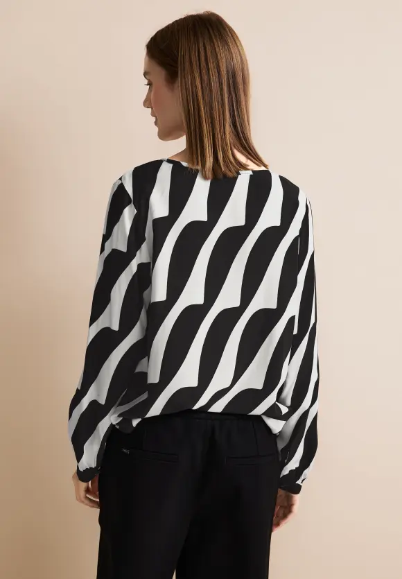 Viskose Printbluse - Black