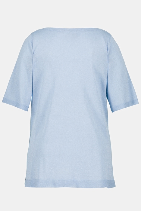 Pullover, Metallic-Schimmer, U-Boot-Ausschnitt, Halbarm