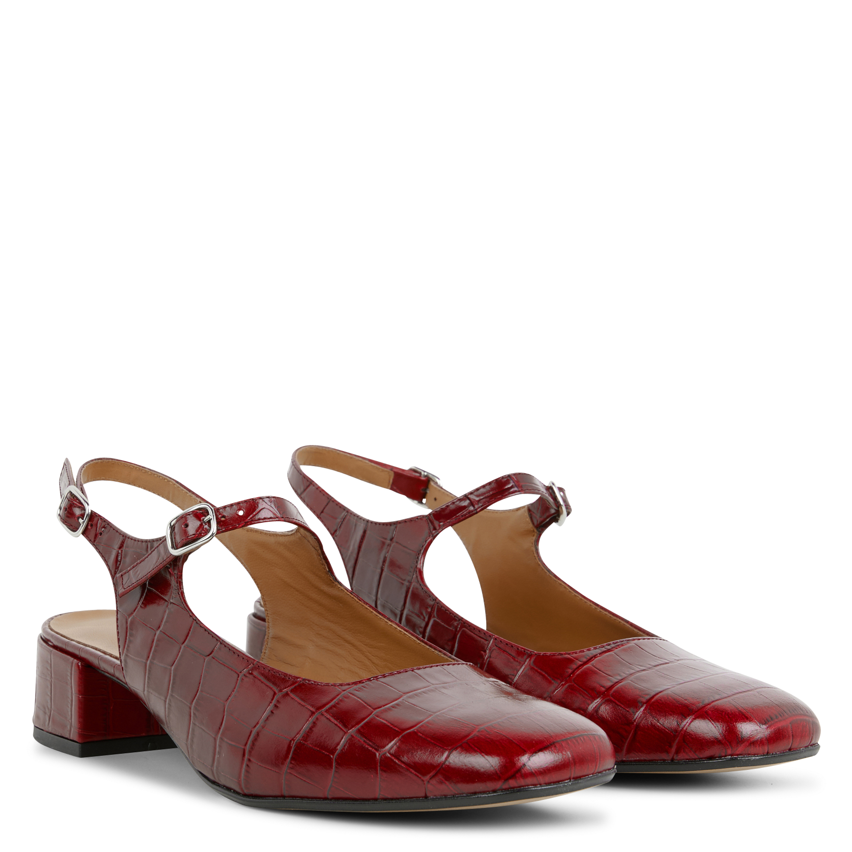 CLARISSA - Babies en cuir embossé python | Rouge