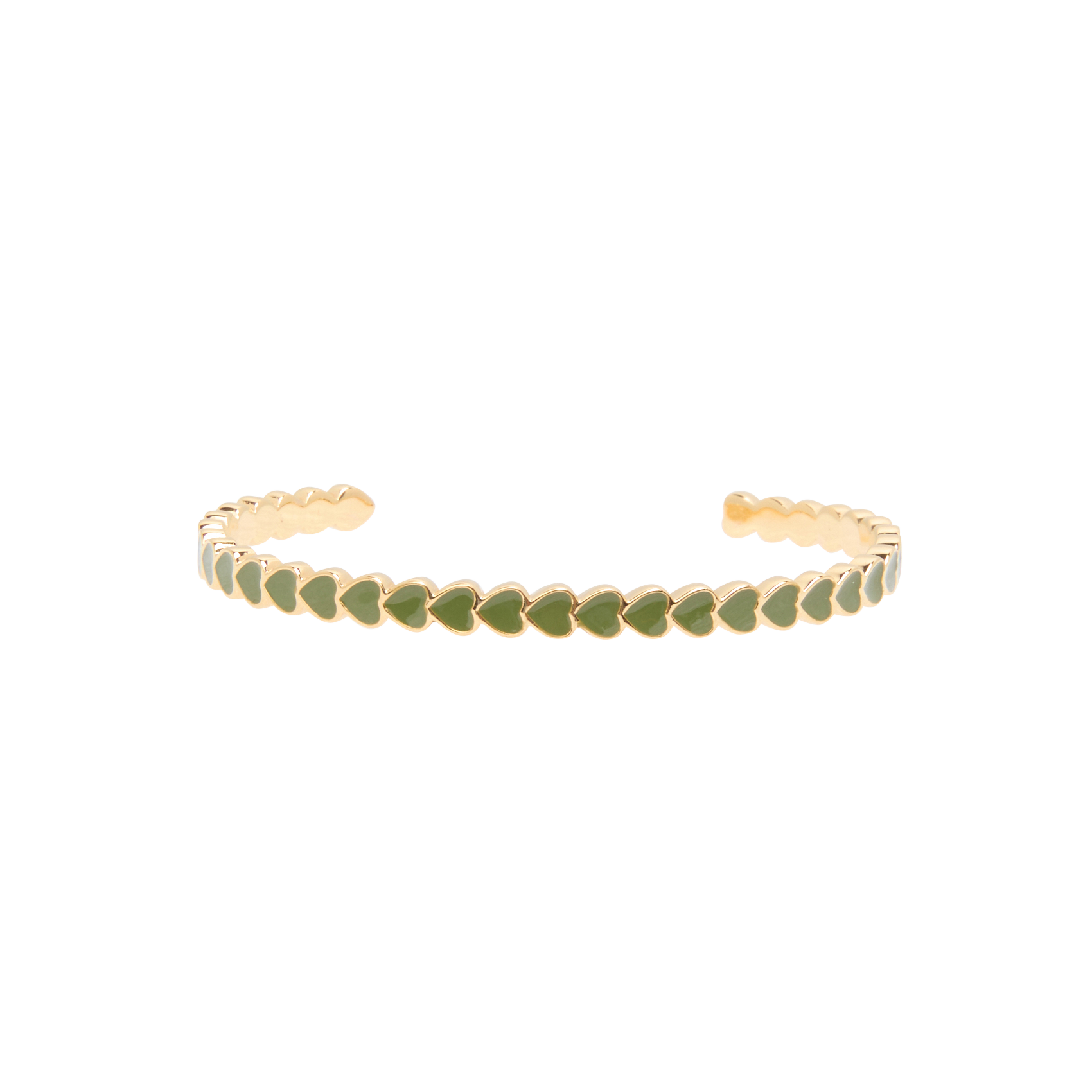 AIDAN - Bracelet ouvert à motif coeur en laiton | Vert