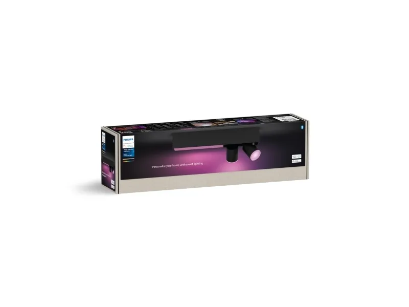 Philips Hue White and Color ambiance Centris loftslampe med 2 spots, Intelligent lysspot, Bluetooth, Sort, LED, Metal, GU10