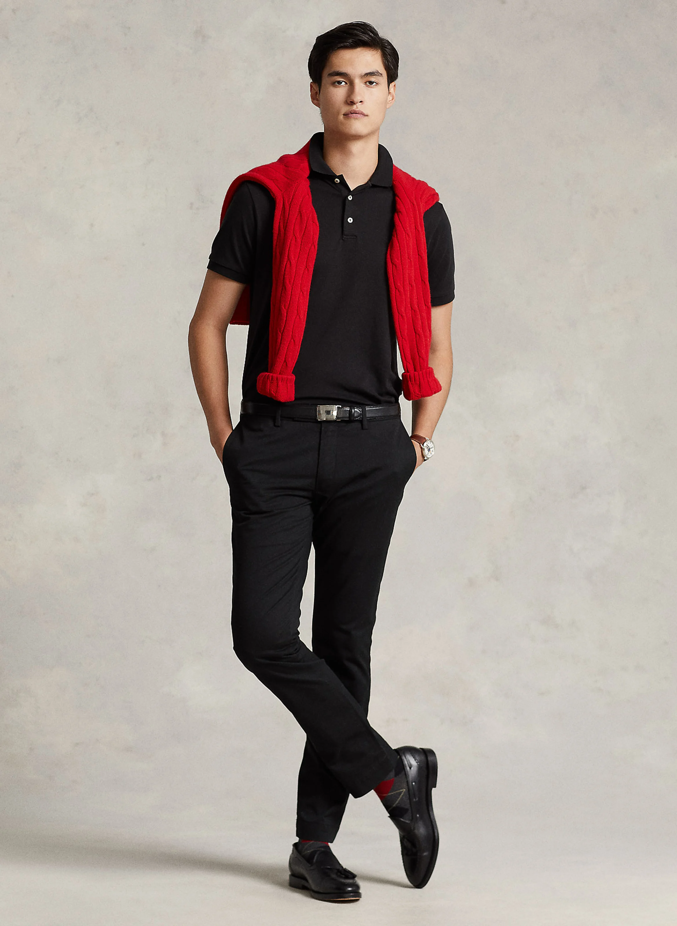 Polo slim-fit en coton | Noir