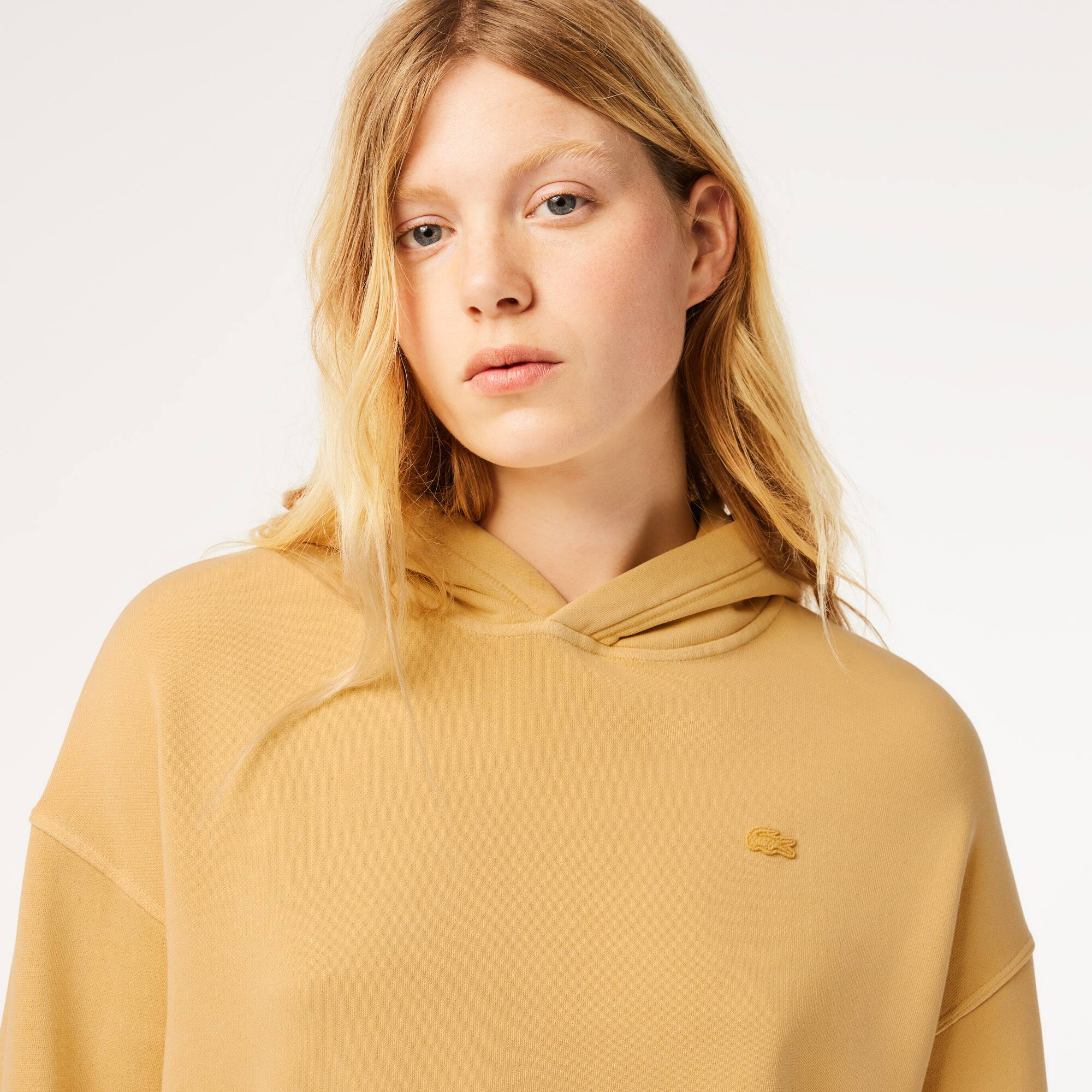 Extragroßer Hoodie aus Fleece mit natürlicher Färbung Sweatshirts - Gelb - Lacoste - Damen