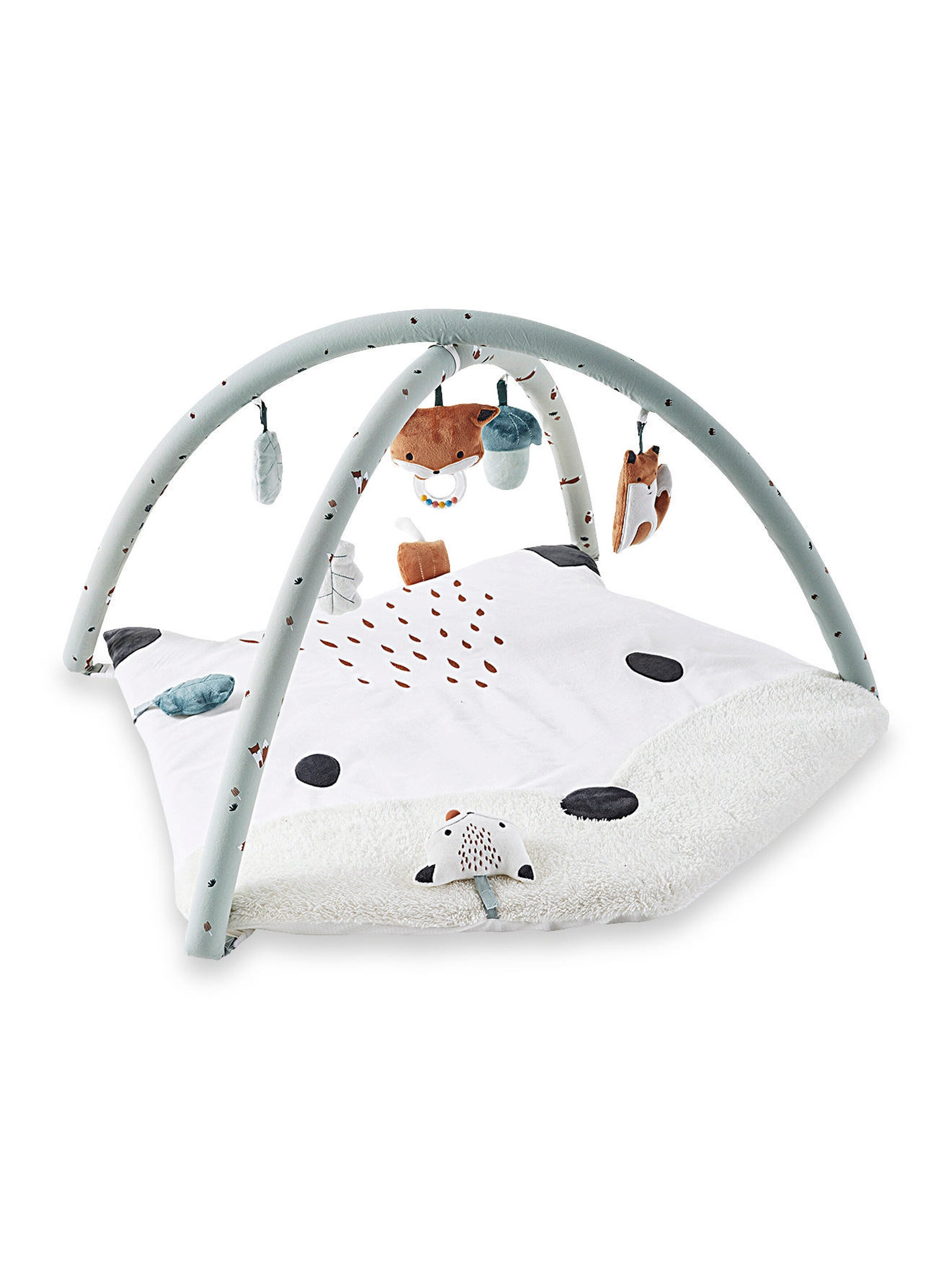 Vertbaudet Baby Activity-Decke mit Spielbogen, Tiergesicht weiß polarfuchs